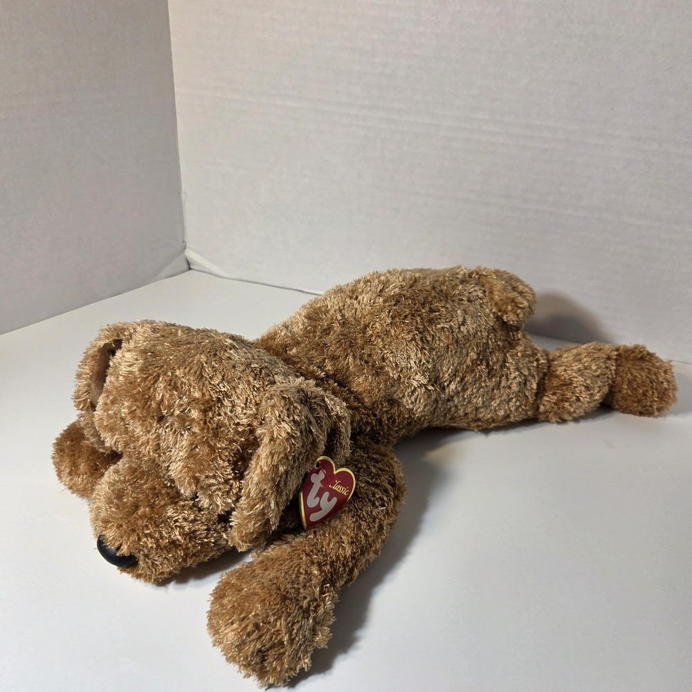 1999 Ty Classic Scooter Puppy Dogβ Floppy Plush 16" Brown Stuffed Writing on Tag